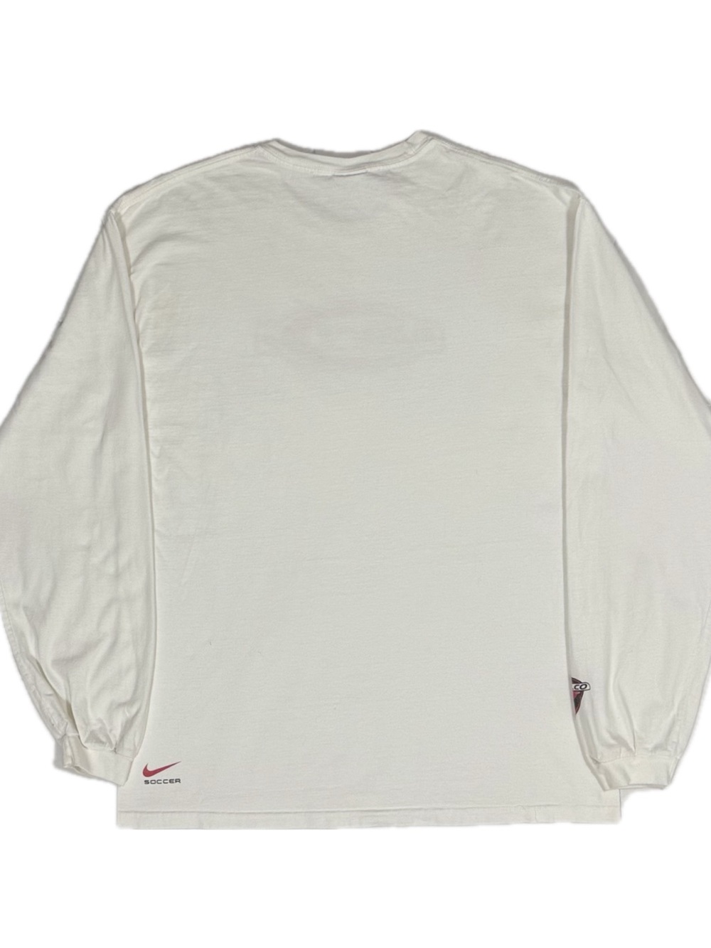 Vtg 90s Nike Soccer White Red FC Delco Players Cup Longsleeve T Shirt Men Large - Picture 2 of 8